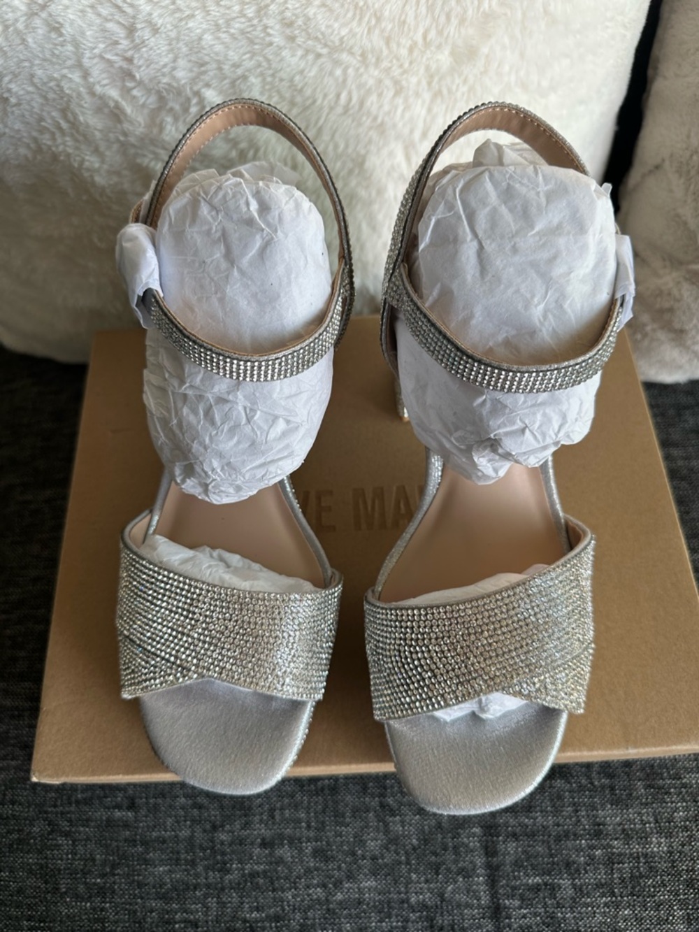 Steve Madden Silver Rhinestone Platform Sandals - Picture 4 of 9